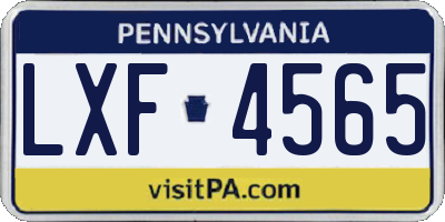 PA license plate LXF4565