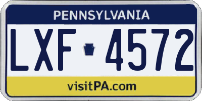 PA license plate LXF4572
