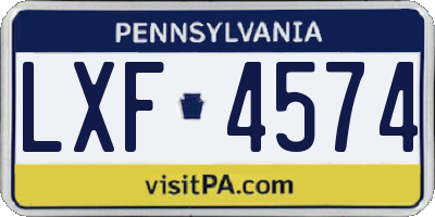 PA license plate LXF4574