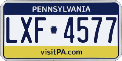 PA license plate LXF4577