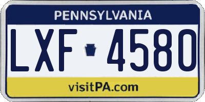 PA license plate LXF4580