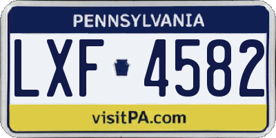 PA license plate LXF4582