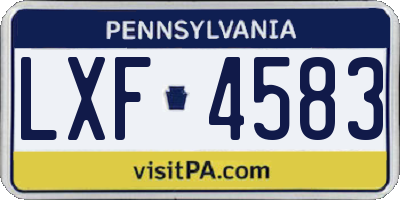 PA license plate LXF4583