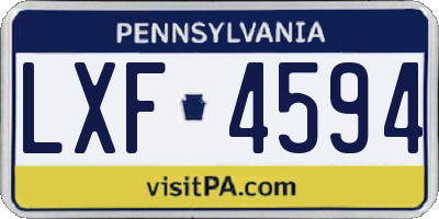 PA license plate LXF4594