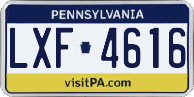 PA license plate LXF4616
