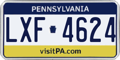 PA license plate LXF4624