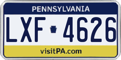 PA license plate LXF4626
