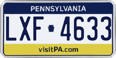 PA license plate LXF4633
