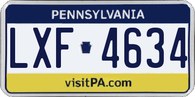 PA license plate LXF4634