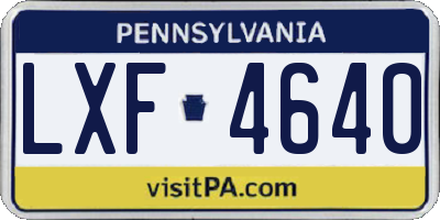PA license plate LXF4640