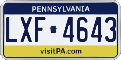PA license plate LXF4643