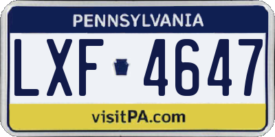 PA license plate LXF4647