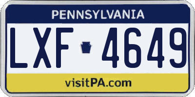 PA license plate LXF4649
