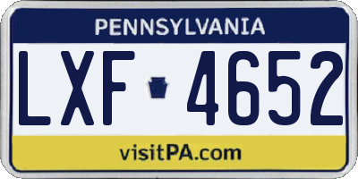 PA license plate LXF4652