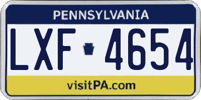 PA license plate LXF4654