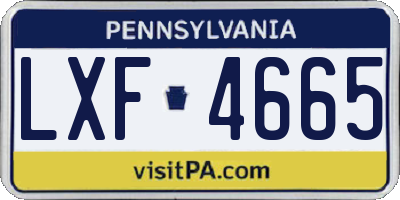 PA license plate LXF4665