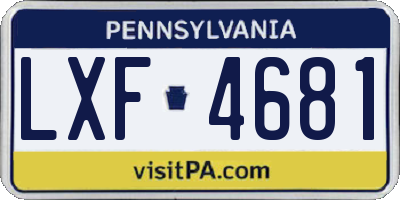 PA license plate LXF4681