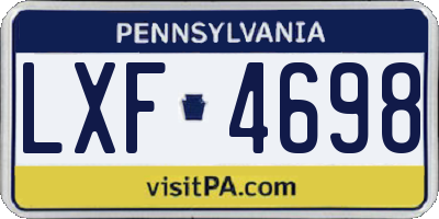 PA license plate LXF4698