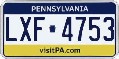 PA license plate LXF4753