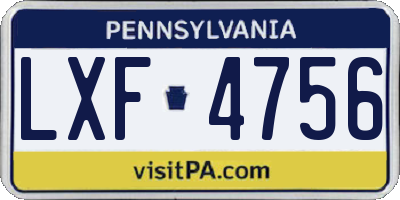 PA license plate LXF4756