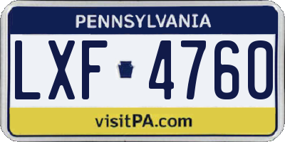 PA license plate LXF4760