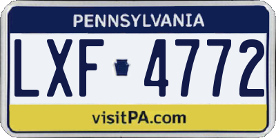 PA license plate LXF4772