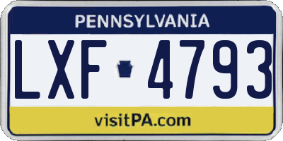 PA license plate LXF4793