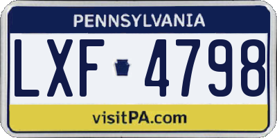 PA license plate LXF4798
