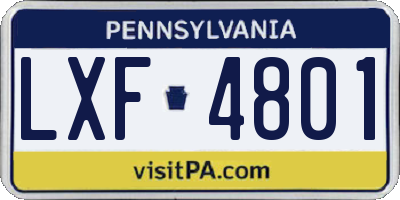 PA license plate LXF4801