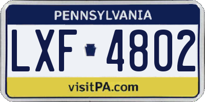 PA license plate LXF4802