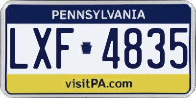 PA license plate LXF4835