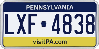 PA license plate LXF4838