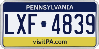 PA license plate LXF4839