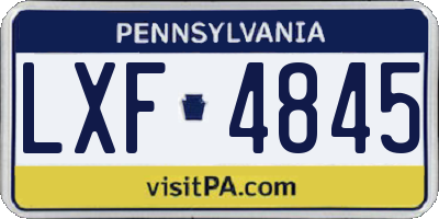 PA license plate LXF4845