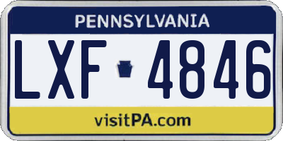 PA license plate LXF4846