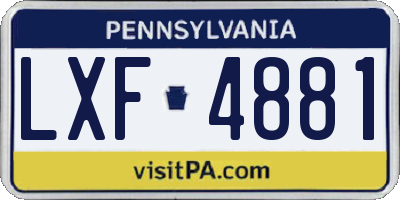PA license plate LXF4881