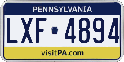 PA license plate LXF4894