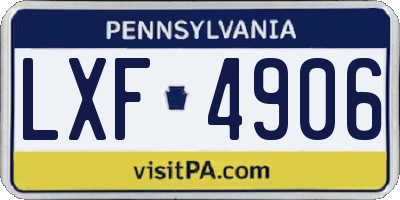 PA license plate LXF4906