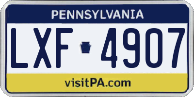 PA license plate LXF4907