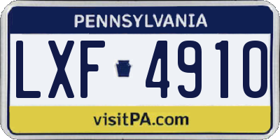 PA license plate LXF4910