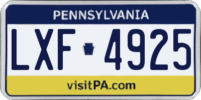 PA license plate LXF4925