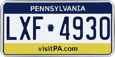 PA license plate LXF4930