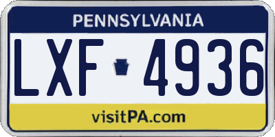 PA license plate LXF4936