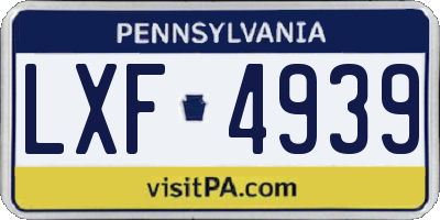 PA license plate LXF4939