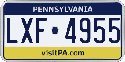 PA license plate LXF4955