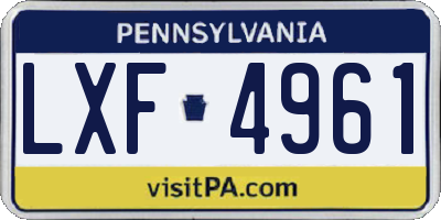 PA license plate LXF4961