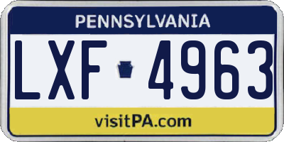 PA license plate LXF4963