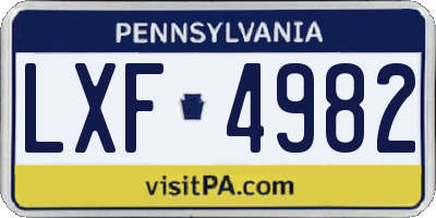 PA license plate LXF4982