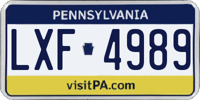 PA license plate LXF4989