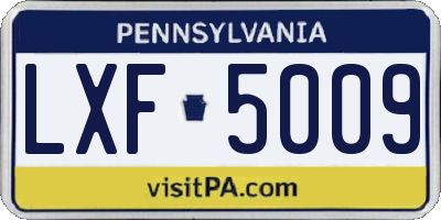 PA license plate LXF5009
